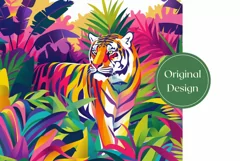 Colorful Tiger Tumbler Wrap, Neon Tropical Tumbler Design Product Image 2