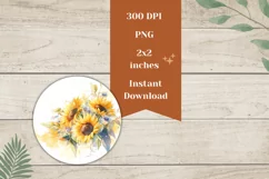 Flower Earrings PNG, Watercolor Sunflowers Earring Design Product Image 2