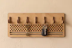 Laser Cut Key Holder SVG - Wall Hook Rack File Product Image 1