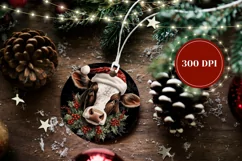 Christmas Ornament PNG, Christmas Cow Ornament Sublimation Product Image 2