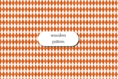 Orange Harlequin Seamless Pattern, Vintage Diamond Geometric Product Image 1