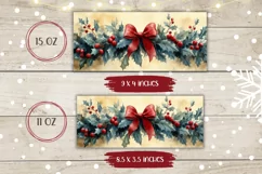 Christmas Holly Mug Design, Red Ribbon Mug PNG Product Image 2