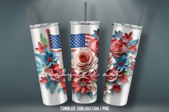 3D Patriotic Flowers Tumbler Sublimation Designs Product Image 2