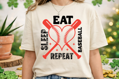 Eat Sleep Baseball Repeat Heart SVG T-Shirt Design Product Image 2