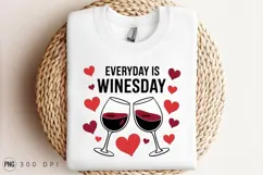 Everyday Is Winesday Wine Glasses With Hearts PNG Product Image 2