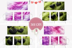 Pink Fur Mug Designs, Black Hearts Mug Template Product Image 2