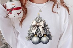 Cute Silver Christmas Watercolor Clipart, Christmas SVG Product Image 2