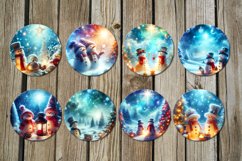 Christmas snowman | 8 Round earring Sublimation designs Product Image 2