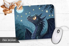 Curious Night Dragon Among Stars Mouse Pad PNG Design Product Image 1