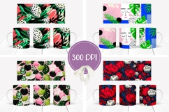 Abstract Flowers Mug Wrap Designs, Floral Mug Sublimation Product Image 2