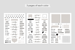 Utility calendar stickers for two years 2026-2027 for effective planning, digital download in PNG and JPG formats