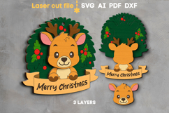 Deer Christmas Ornament SVG laser cut file for Glowforge Product Image 2