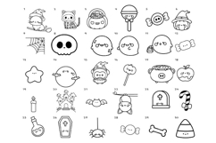 Halloween Kawaii Outline Design Bundle 30 Cute SVG, PNG, EPS Product Image 2
