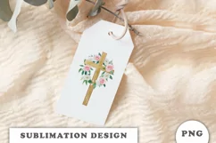 Watercolor Floral cross sublimation Png Product Image 2