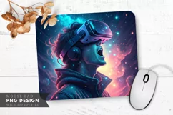 Cosmic Wonder VR Gamer in Awe Mouse Pad PNG Design Product Image 1