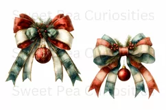 Christmas, Bows, Ephemera, PNG, watercolor, Clipart Product Image 2