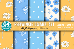 Periwinkle Daisies Set Digital Paper PNG Product Image 1