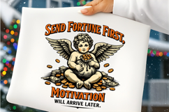 Send Fortune First Motivation Quote Vintage Angel Design Product Image 3