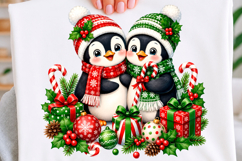 Christmas Penguin Couple T-shirt Png Product Image 1