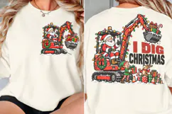 I Dig Christmas Front Back PNG, Santa Excavator Chest Back D Product Image 2