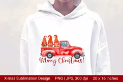 Christmas Red Truck and Gnomes. Red Truck Sublimation. Product Image 2