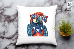 Watercolor Patriotic Parrot Clipart PNG Product Image 2
