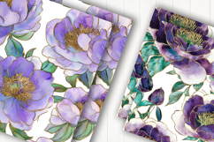 Purple Watercolor Floral Digital Paper Product Image 2