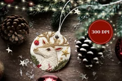 Embroidery Ornament PNG, Knitted Christmas Deer Ornament Product Image 2