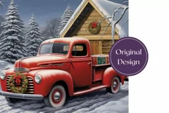 Christmas Tumbler Wrap Design, Christmas Red Truck Tumbler Product Image 2