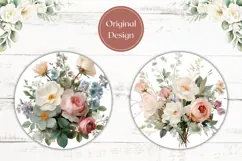 Floral Car Coasters, Watercolor Roses Coaster PNG Product Image 2