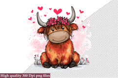 Valentine Highland Cow Clipart Png Product Image 1