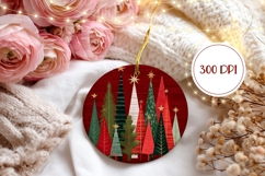 Red Christmas Ornament Design, Winter Round Ornament Product Image 2