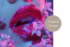 Glitter Lips Tumbler Wrap, Butterfly Tumbler Sublimation Product Image 2