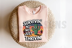 Surviving No Not Just Thriving Cute Cartoon Cactus Vector Product Image 2
