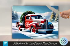 Snowy Vintage Farm Truck with Christmas Wreath Cutting Board Product Image 1