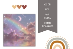 Glitter Square Coasters, Rainbow Square Coaster, Moon PNG Product Image 2