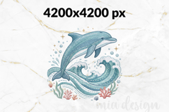 Embroidery Dolphin PNG, Nautical Ocean Sublimation Design Product Image 2