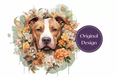 Watercolor Dog Tumbler Wrap Design, Pit Bull Dog Sublimation Product Image 2