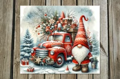 Christmas truck & gnome | Watercolor tumbler sublimation PL Product Image 2