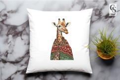 Boho Giraffe Portrait Watercolor Clipart Sublimation PNG Product Image 3