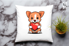 Cute Puppies Holding Heart Clipart Sublimation PNG Product Image 3