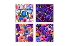Iris &amp; Petunia Flower Digital Paper | Flower Pattern Product Image 2