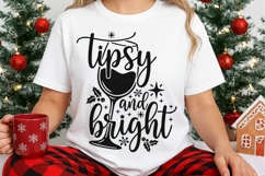 Tipsy and Bright Svg, Wine Christmas Svg, Wine Lover Svg. Product Image 3