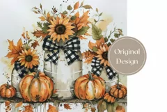 Watercolor Pumpkins Tumbler Wrap, Fall Sunflowers Tumbler Product Image 2