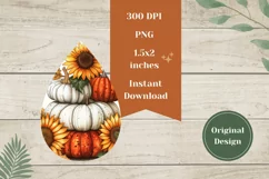 Fall Pumpkins Earrings PNG, Sunflowers Earrings Print Product Image 2