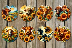 Cow &amp; sunflowers | 8 Sublimation car coaster &amp; key chain Product Image 2