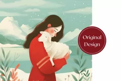 Christmas Tumbler Template, Christmas Sheep Tumbler PNG Product Image 2