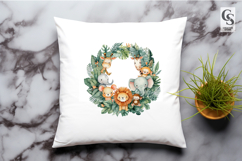 Cute Watercolor Jungle Animal Wreath Clipart Sublimation PNG Product Image 2