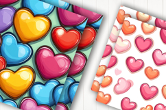 Colorful Cartoon Hearts Digital Paper Product Image 2