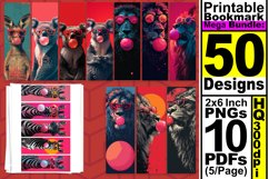 50x Funny Animals Sublimation Bookmark Bundle PNG Product Image 4